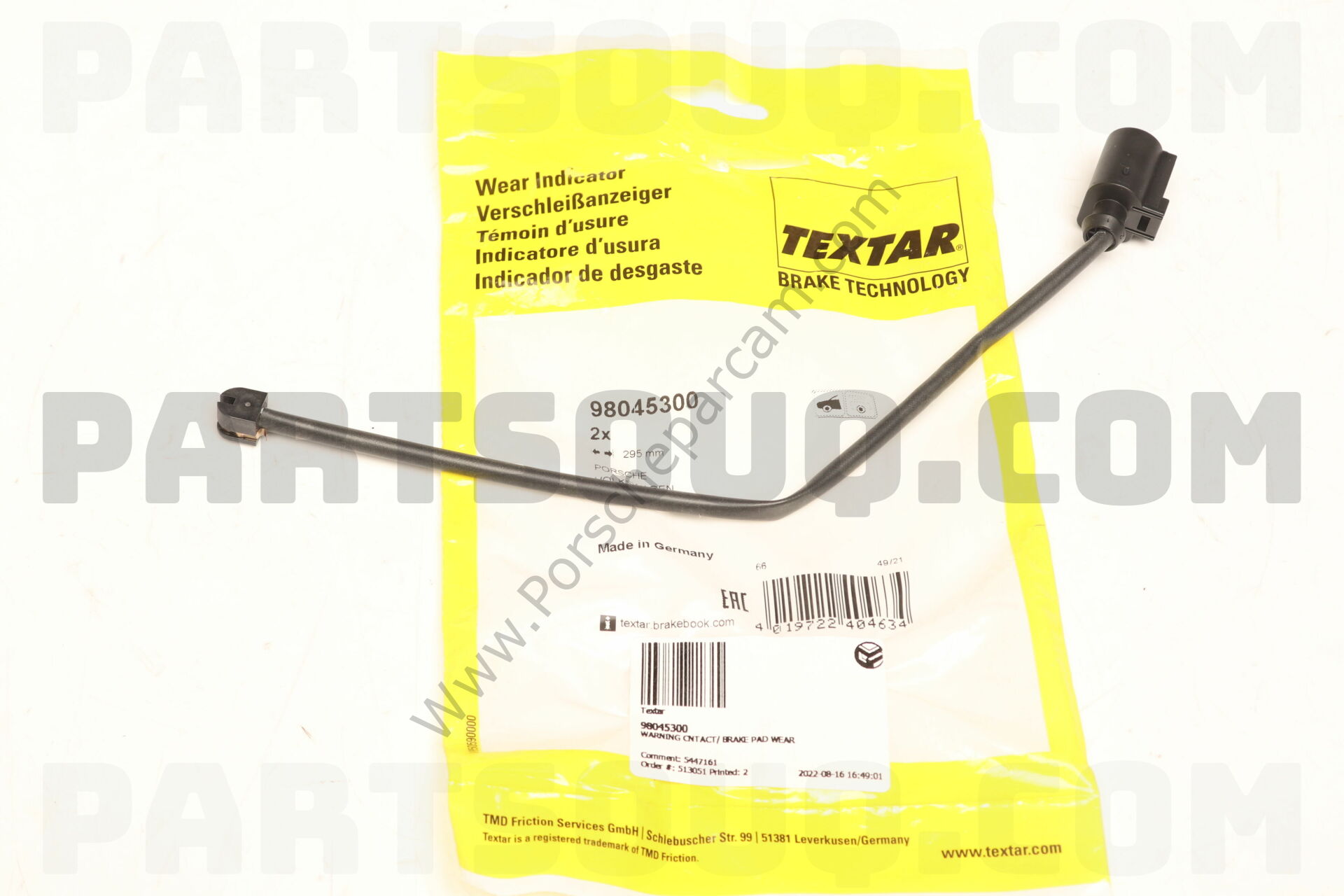 95861236500  ÖN FREN BALATASI İKAZ FİŞİ