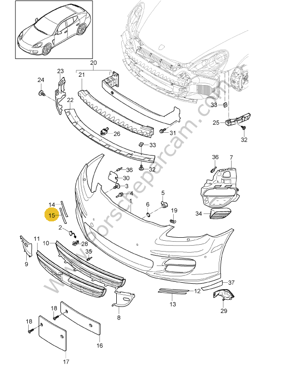 97050557602 1E0 ÖN TAMPON IZGARA ÇITASI SAĞ ALT  3.0 TDİ PANAMERA 2010 >>2013